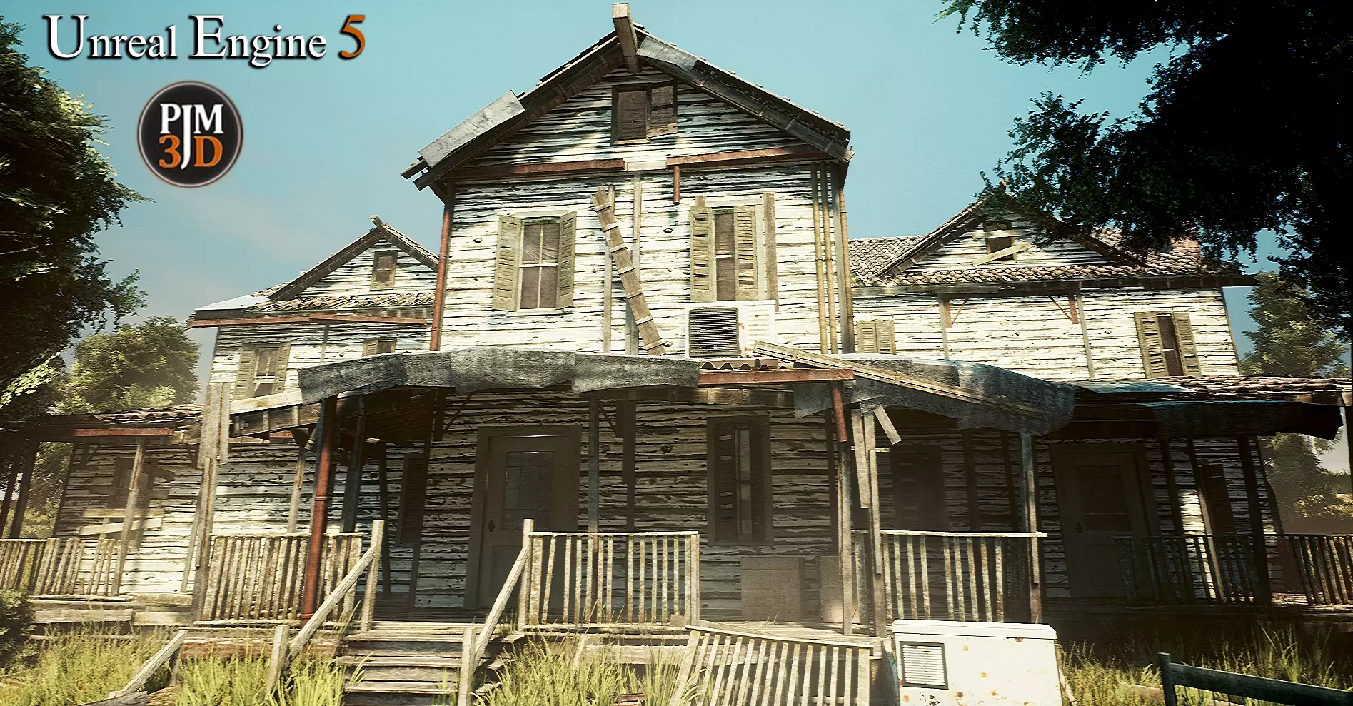 UE4 UE5 Abandoned wooden house modular V02Pro Updated 009 Low-poly 3D model_0