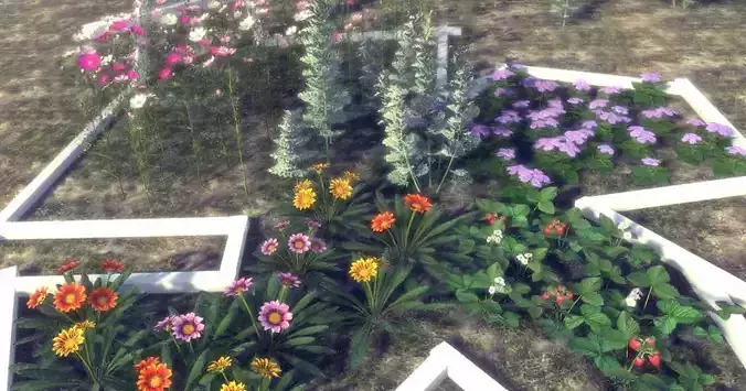 Garden Flowers and Herbs 1 Low-poly 3D model