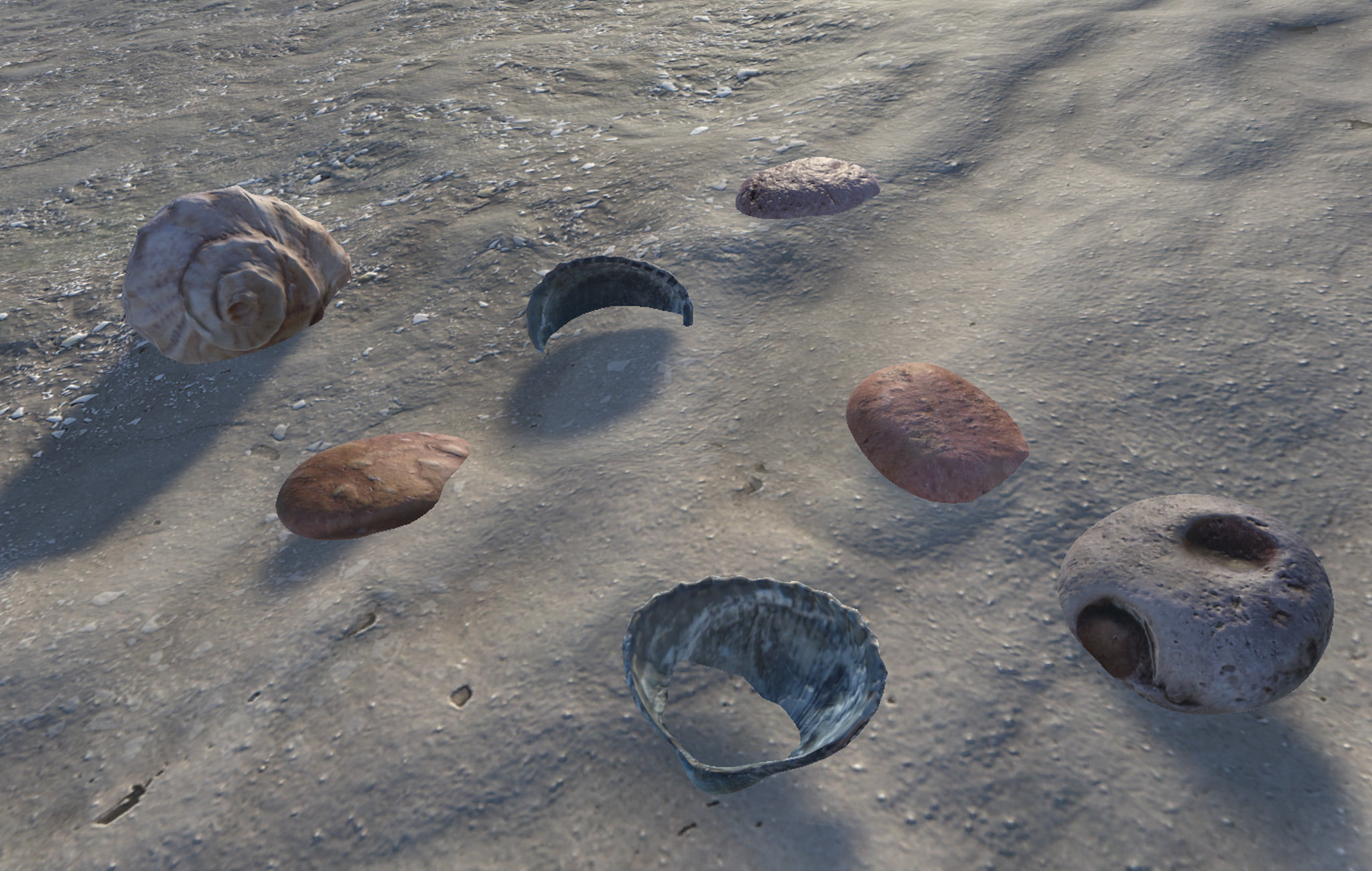Beach Rocks and Shells Low-poly 3D model_5