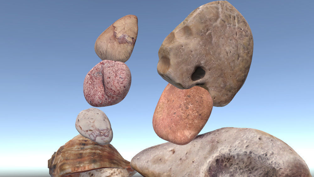 Beach Rocks and Shells Low-poly 3D model_7