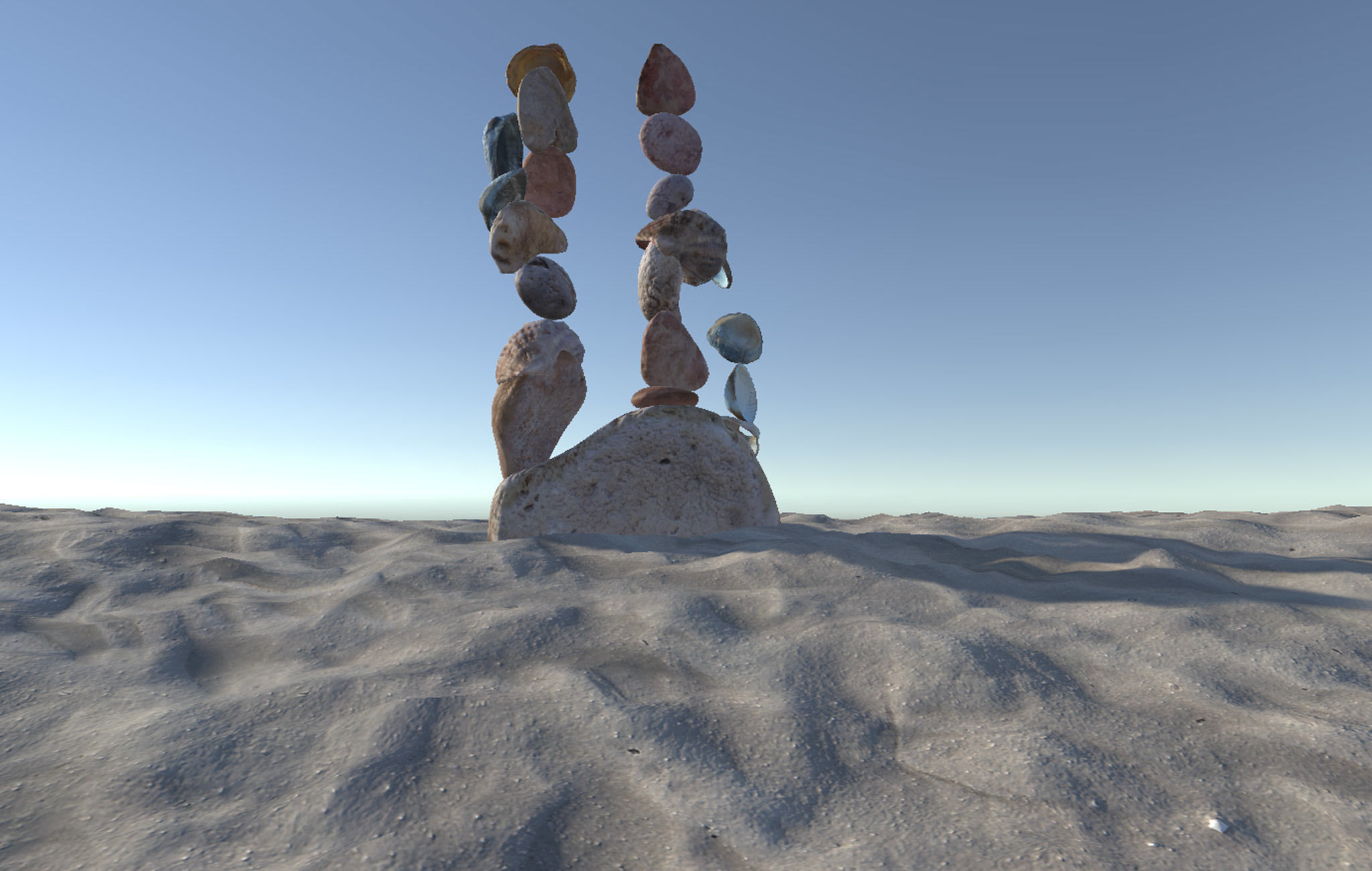 Beach Rocks and Shells Low-poly 3D model_6