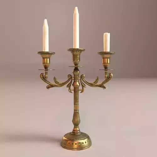 Candle holder and candles Low-poly 3D model