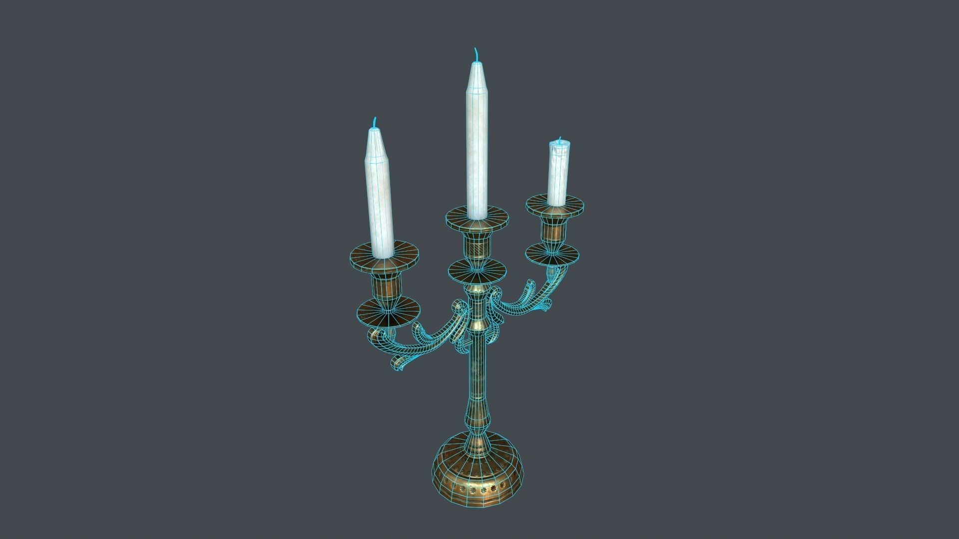 Candle holder and candles Low-poly 3D model_3