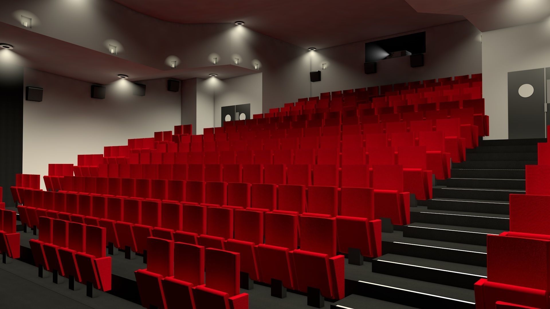 Movie theater interior 3D model_1