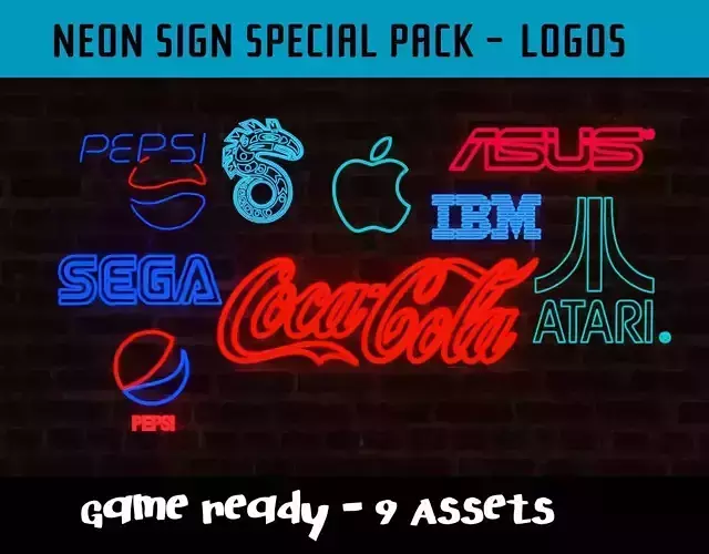 Neon Signs Special Pack - Logos - 9 Assets