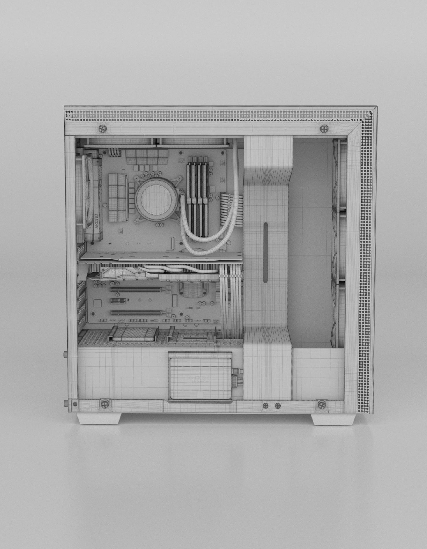 NZXT H700 i PC desktop  3D model_1