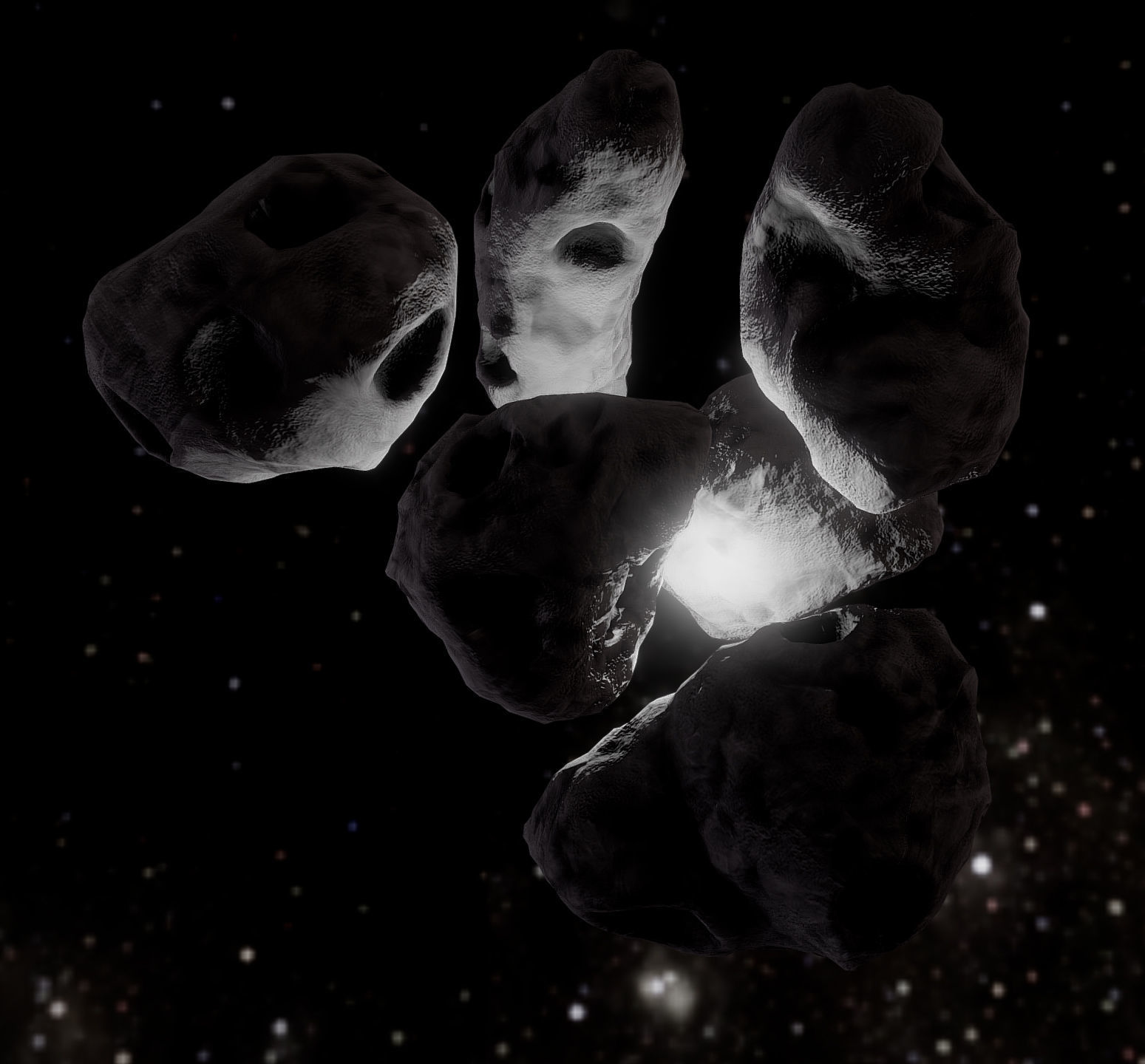 Asteroid pack Low-poly 3D model_1
