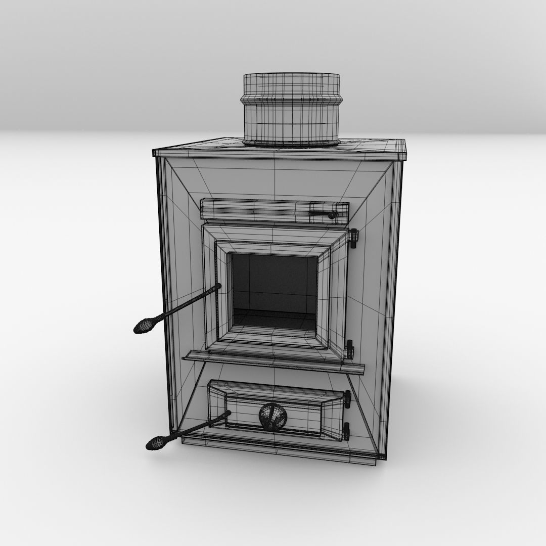 Furnace wood burning stove 3D model_4