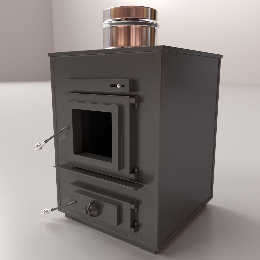 Furnace wood burning stove 3D model_1