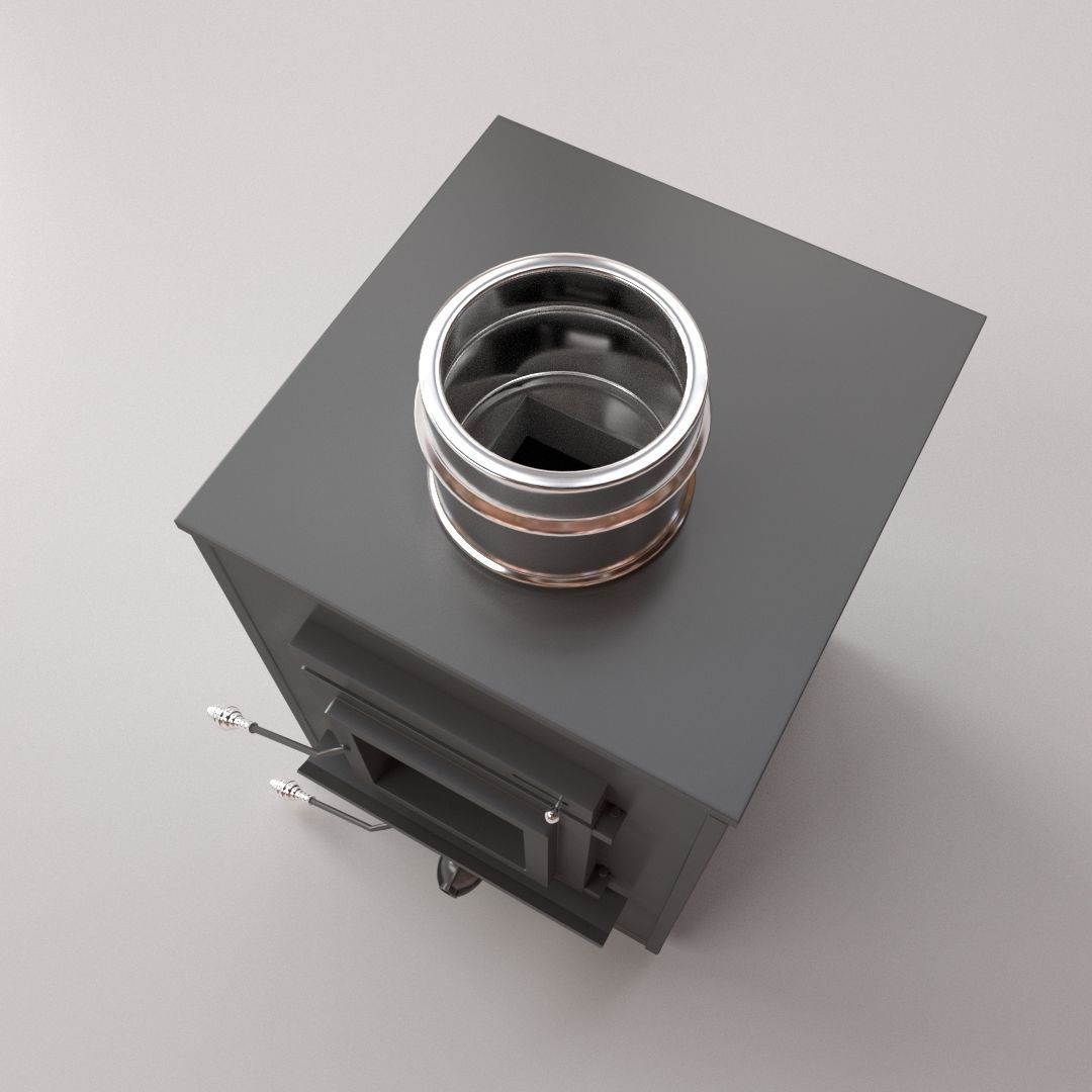 Furnace wood burning stove 3D model_2
