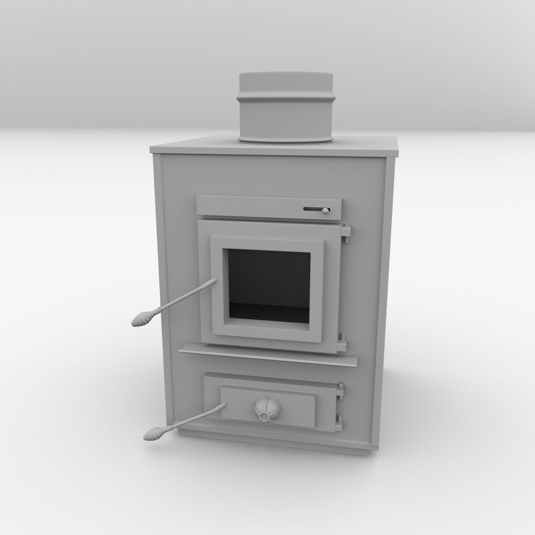 Furnace wood burning stove 3D model_3