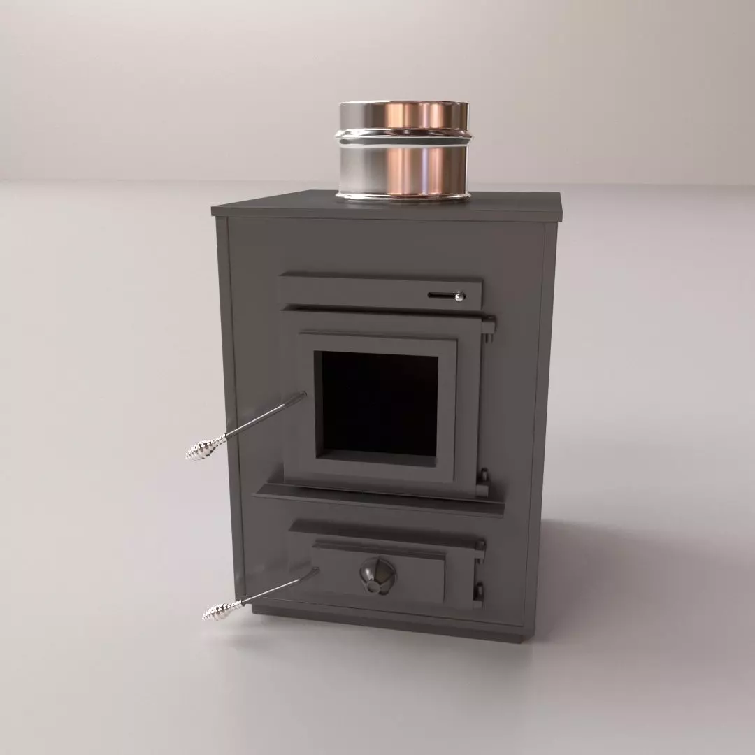 Furnace wood burning stove 3D model_0