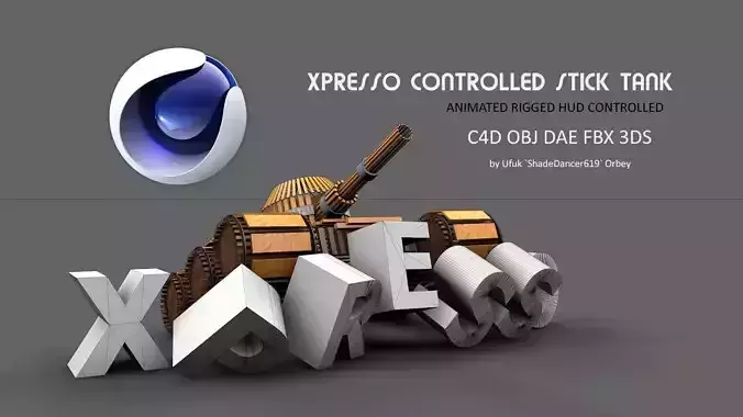 LowPoly Animated Stick Tank Free low-poly 3D model
