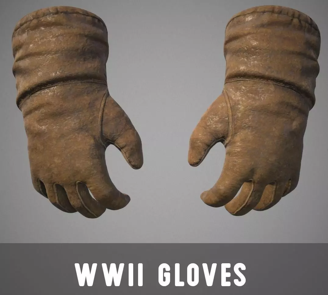 WWII Gloves Low-poly 3D model