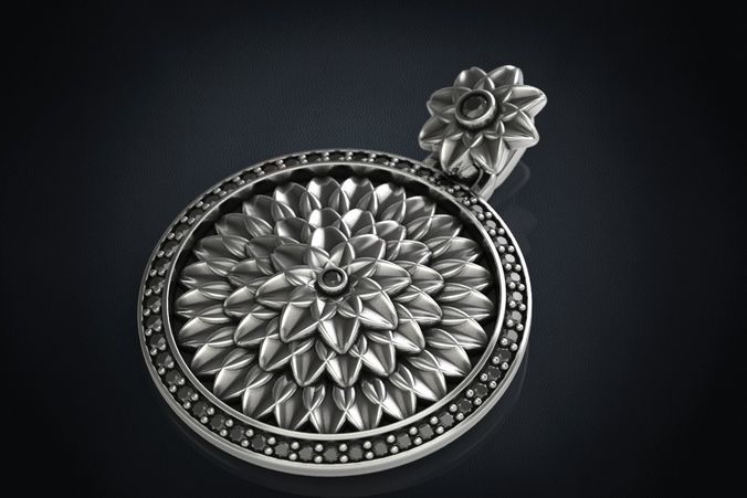 Pendant lotus flower with stones 288 3D print model