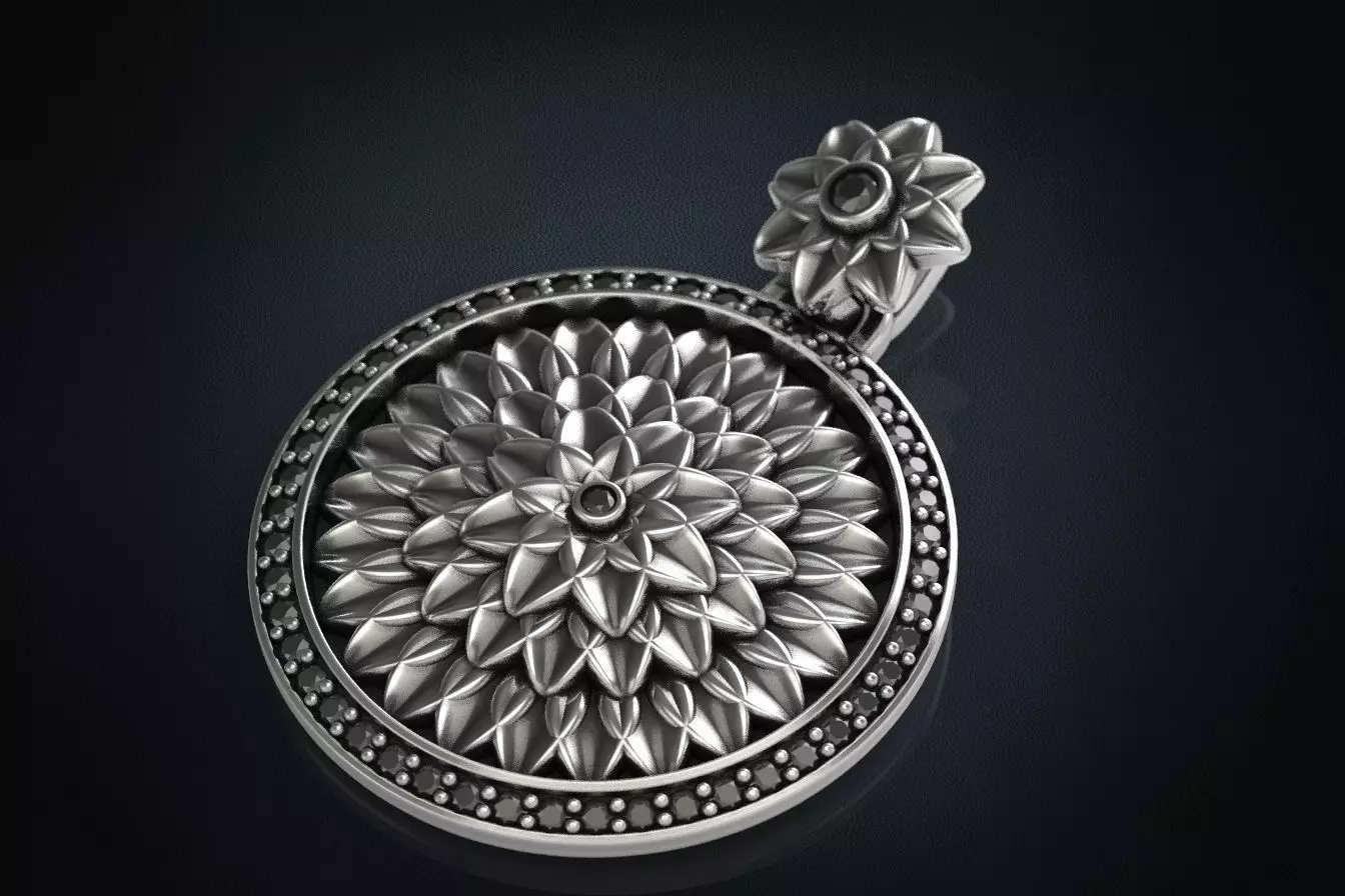 Pendant lotus flower with stones 288 3D print model