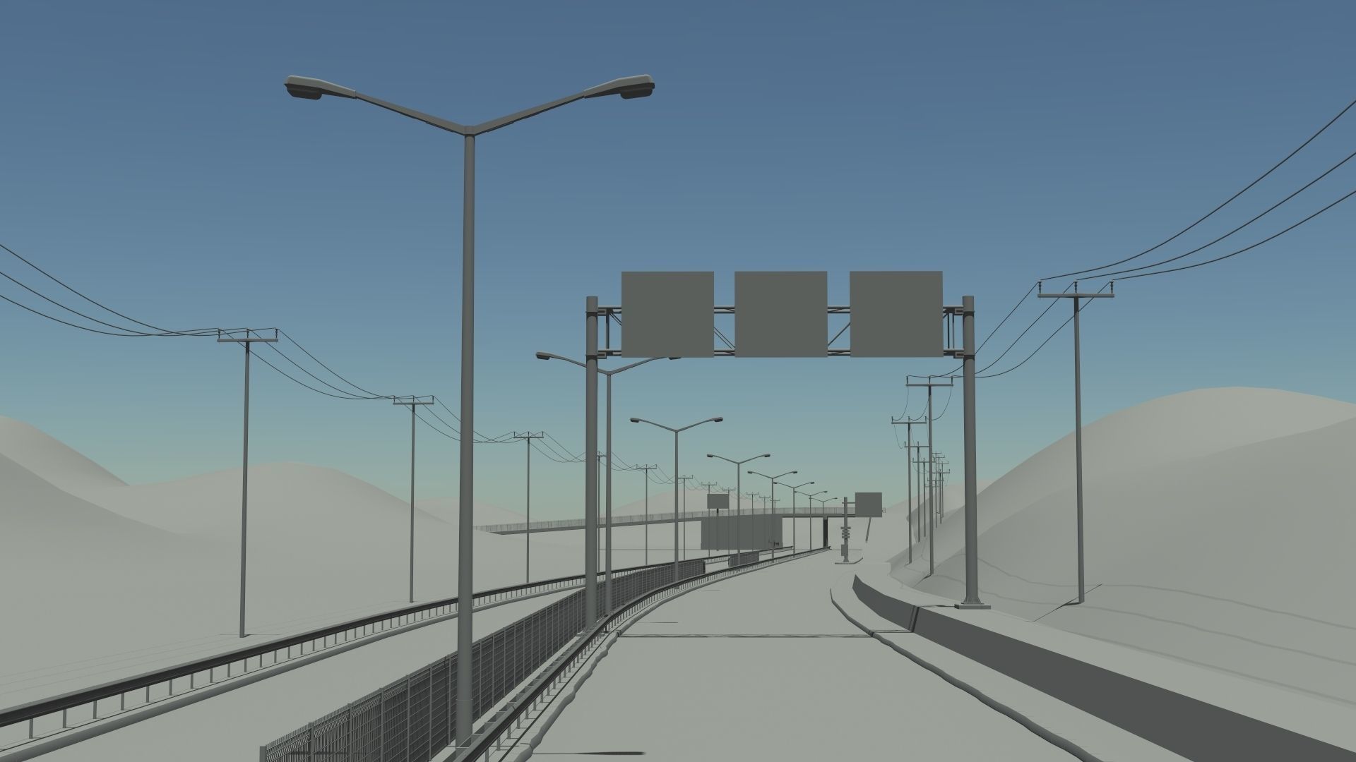 Longway highway at dusk 3D model_1
