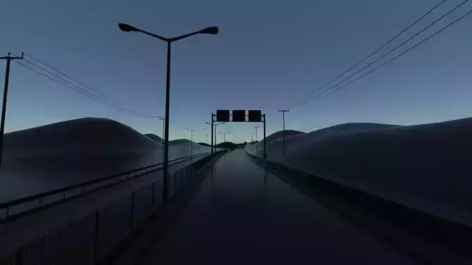 Longway highway at dusk 3D model