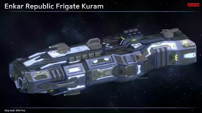 Spaceship Enkar Republic Frigate Kuram Low-poly 3D model