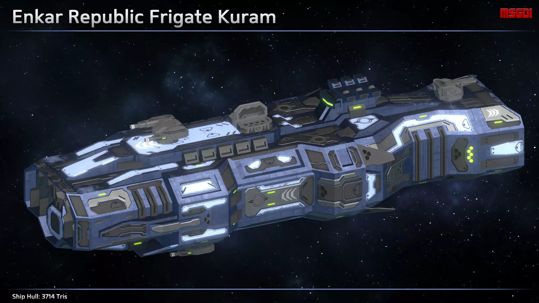 Spaceship Enkar Republic Frigate Kuram Low-poly 3D model_0