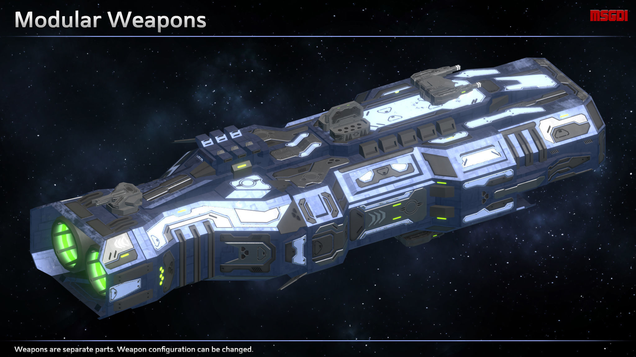 Spaceship Enkar Republic Frigate Kuram Low-poly 3D model_3