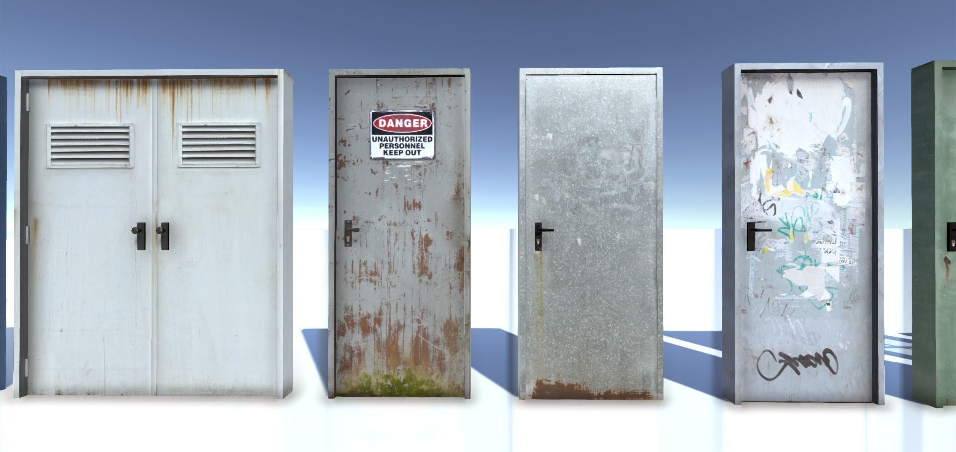 Run down doors Low-poly 3D model_6