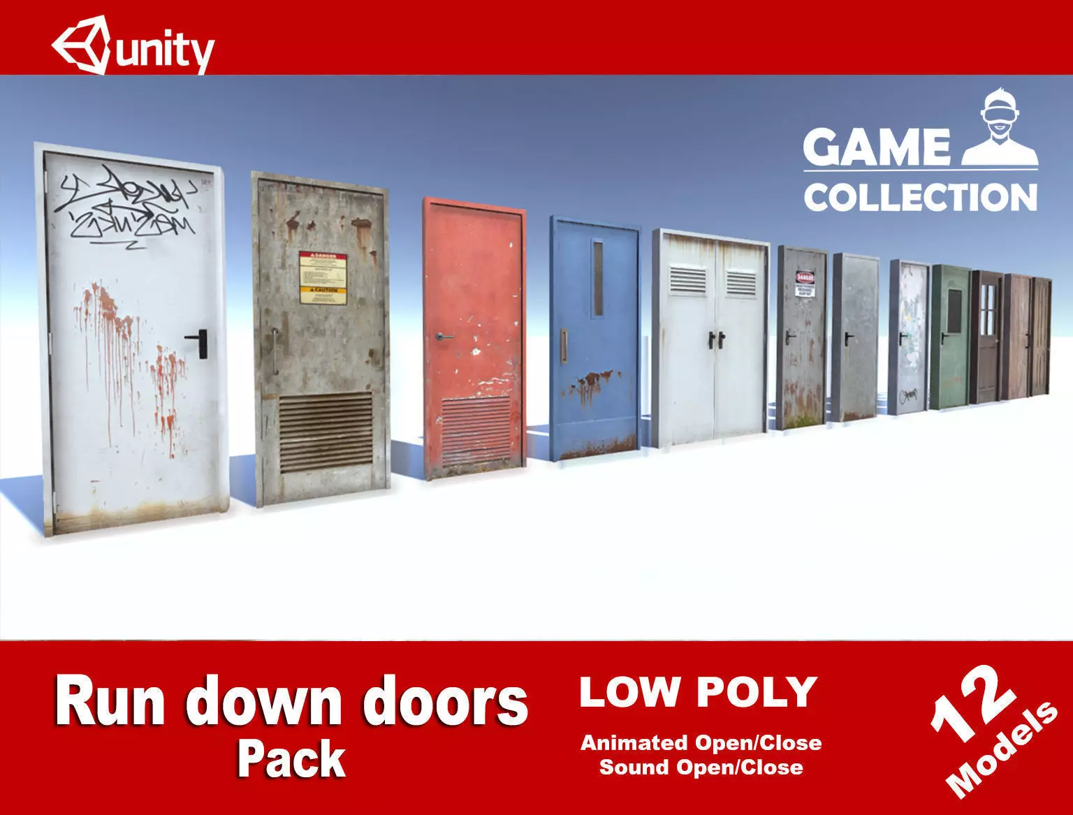 Run down doors Low-poly 3D model_0