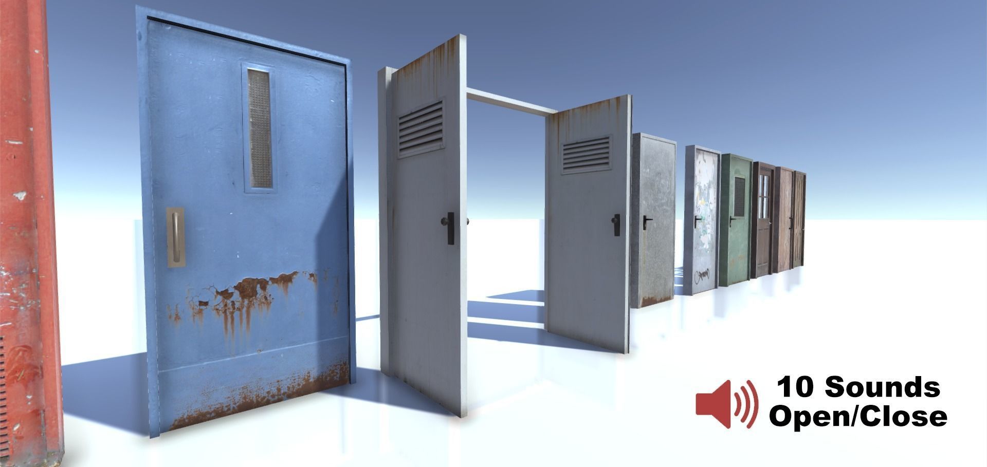 Run down doors Low-poly 3D model_3