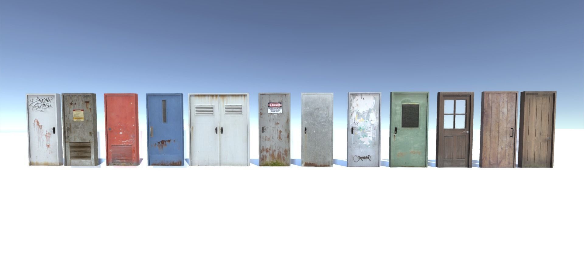 Run down doors Low-poly 3D model_7