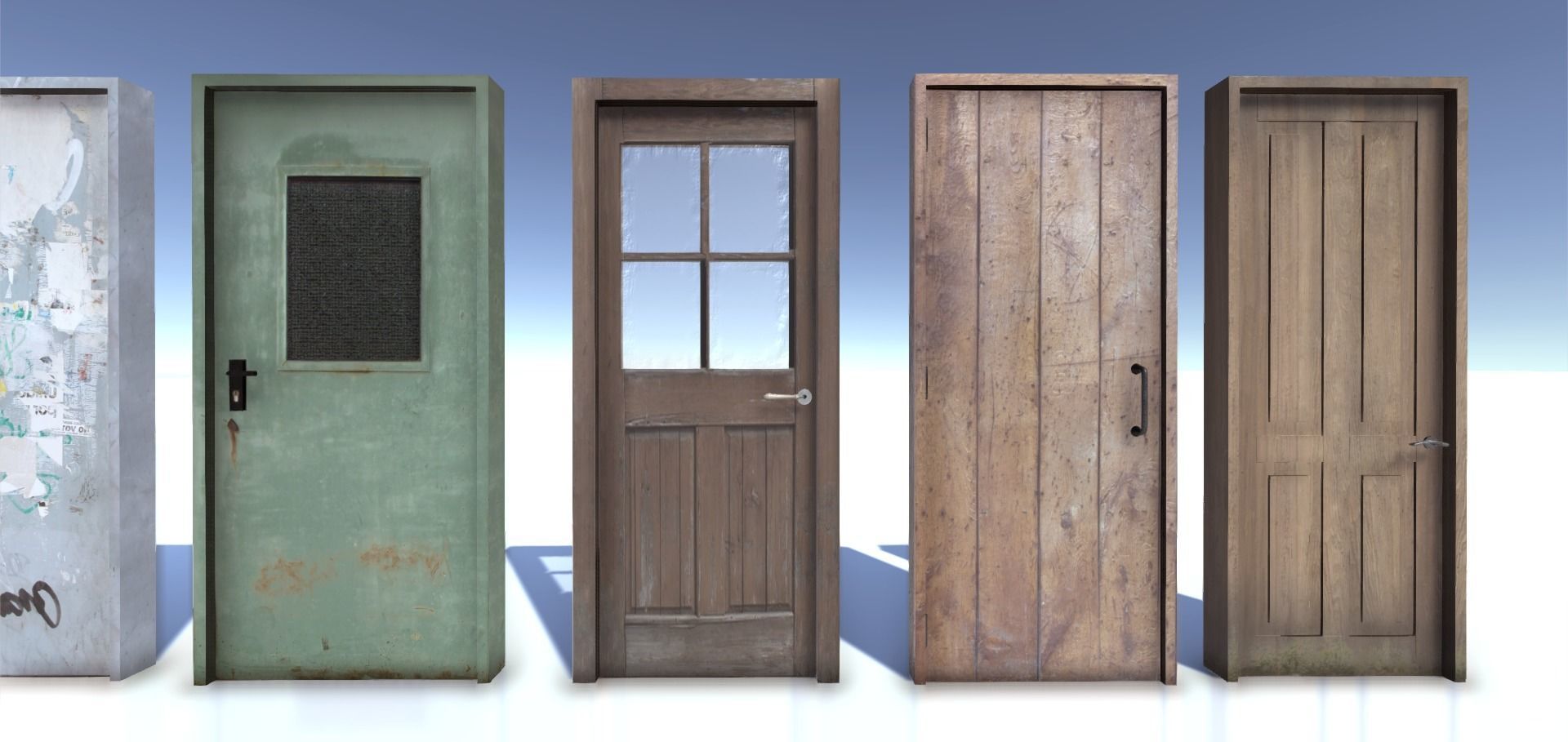 Run down doors Low-poly 3D model_5