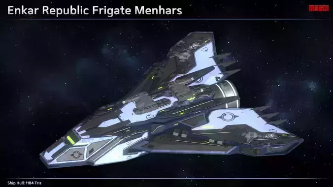 Spaceship Enkar Republic Frigate Menhars Low-poly 3D model