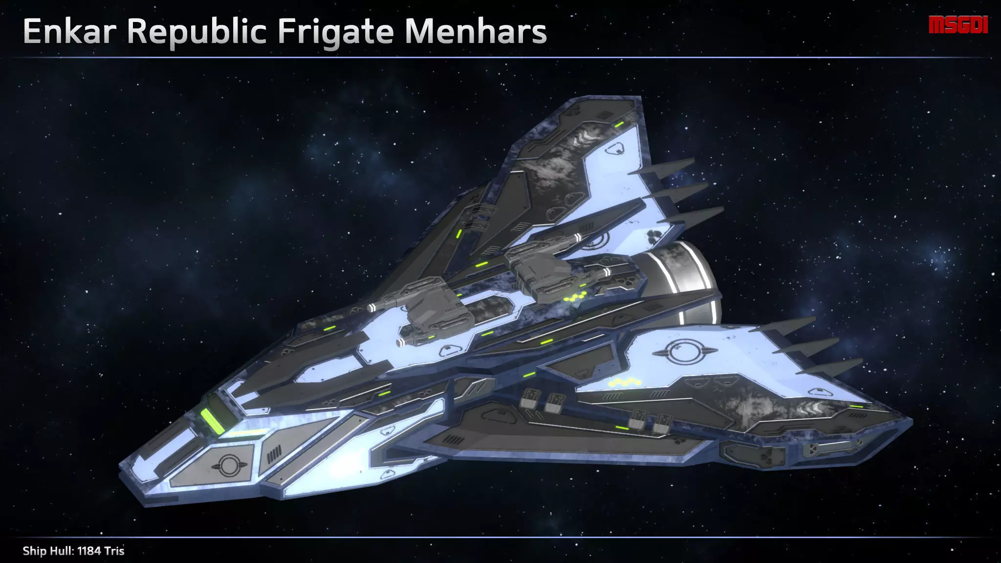 Spaceship Enkar Republic Frigate Menhars Low-poly 3D model_0