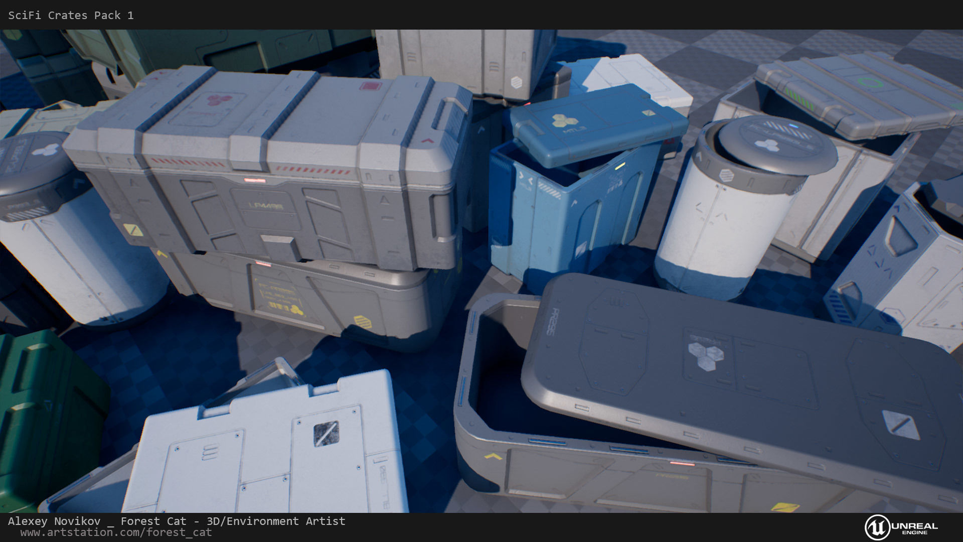 SciFi Crates Pack 1 Unity UE4 Low Poly Game Ready Low-poly 3D model_5