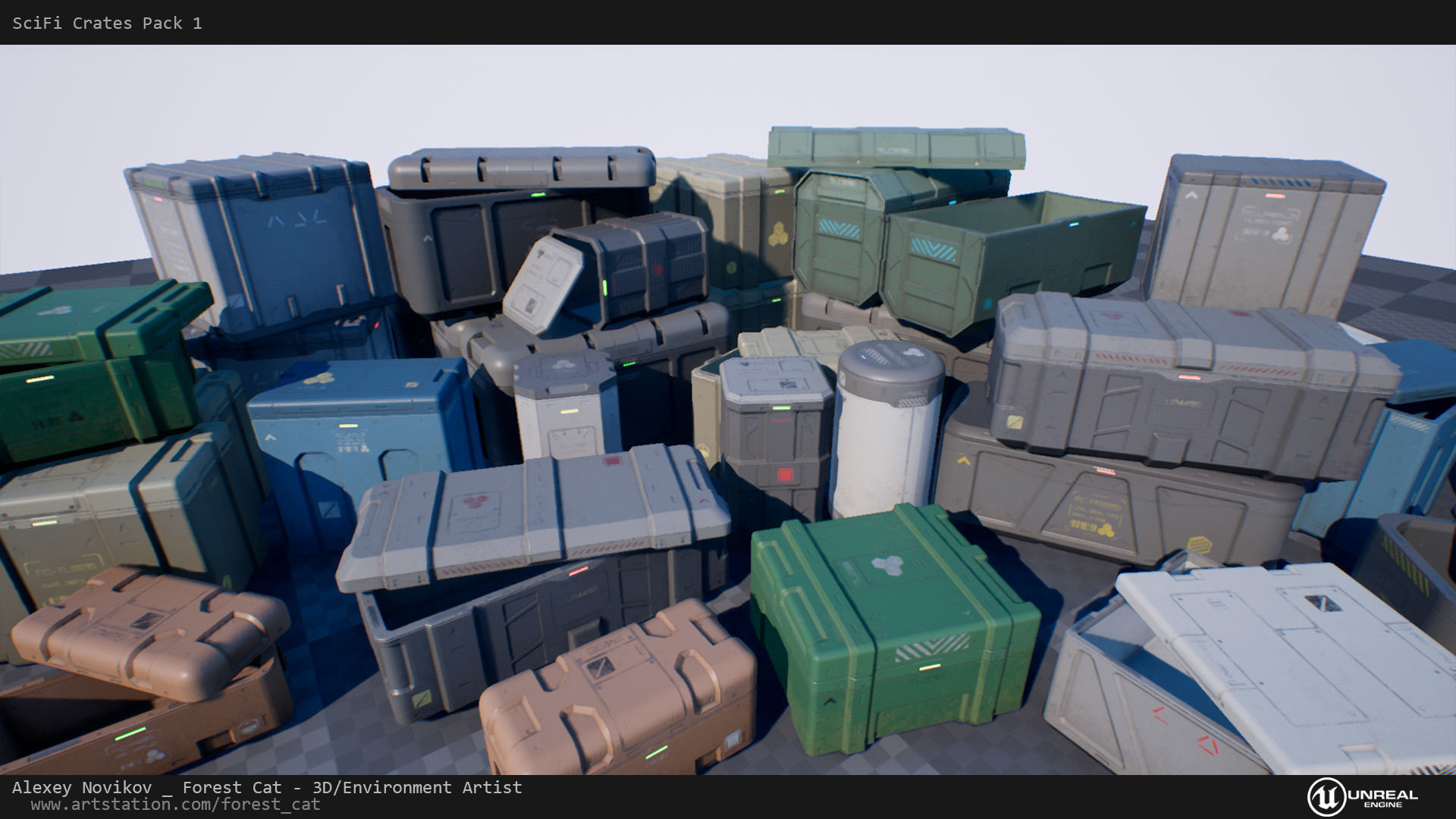 SciFi Crates Pack 1 Unity UE4 Low Poly Game Ready Low-poly 3D model_0