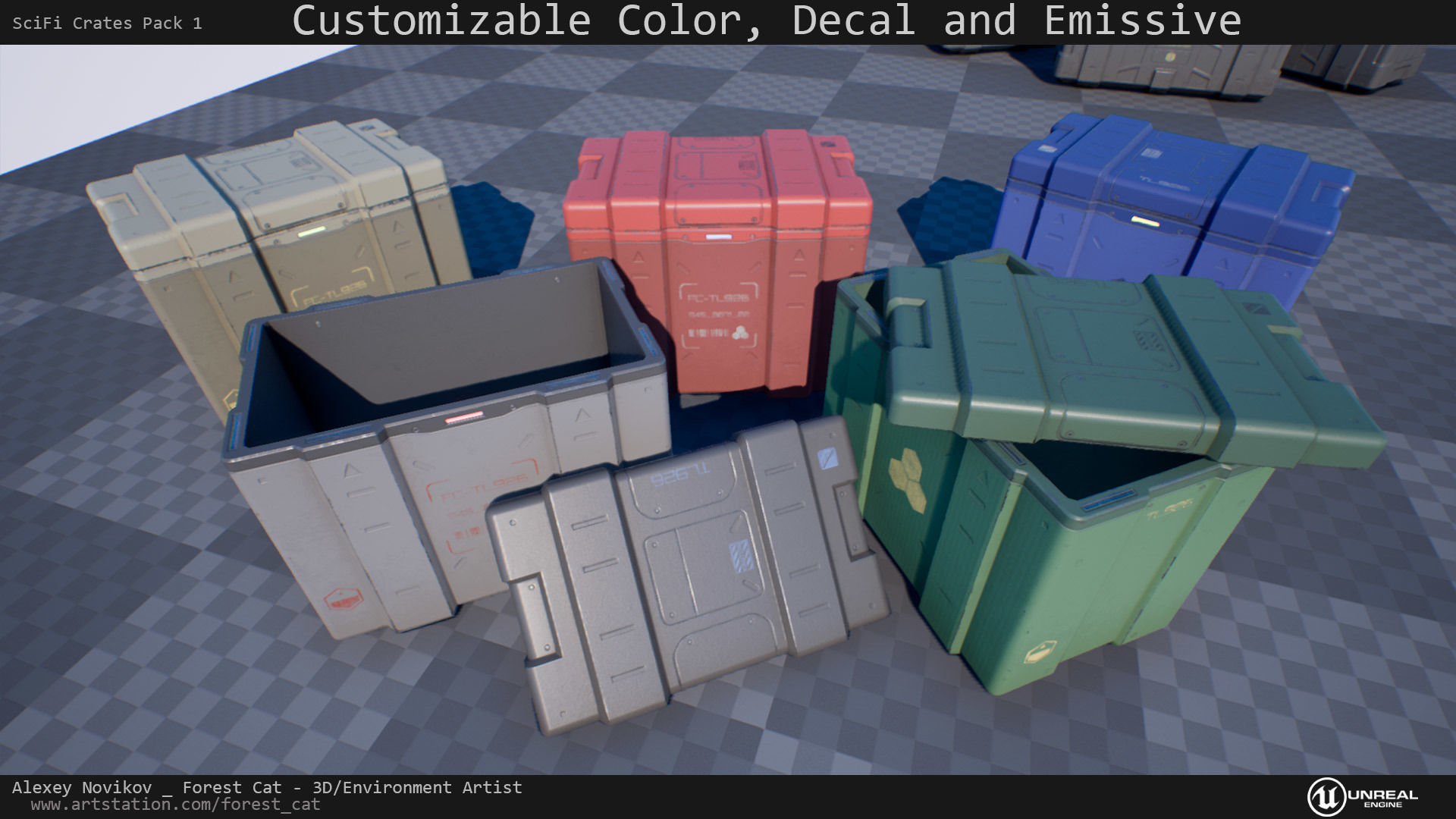 SciFi Crates Pack 1 Unity UE4 Low Poly Game Ready Low-poly 3D model_2