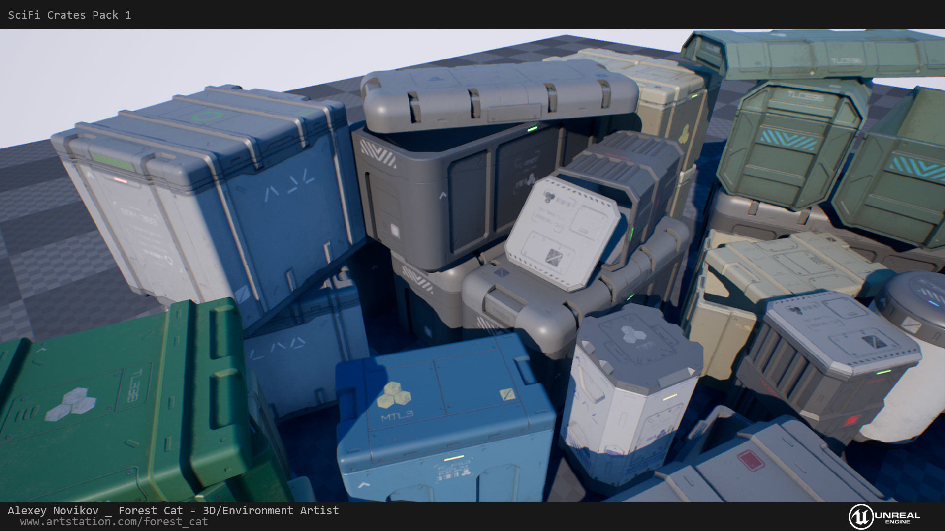 SciFi Crates Pack 1 Unity UE4 Low Poly Game Ready Low-poly 3D model_7