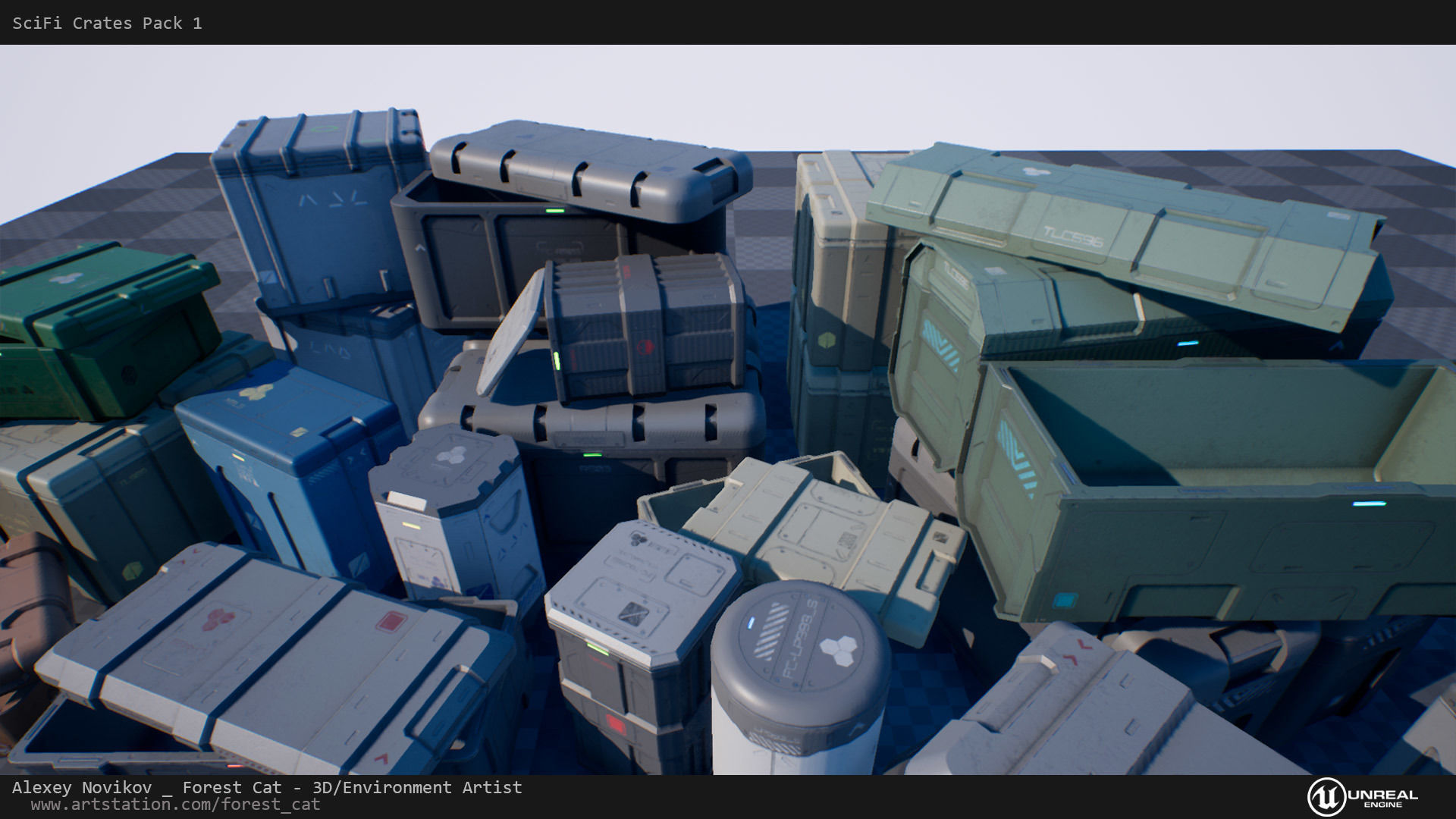 SciFi Crates Pack 1 Unity UE4 Low Poly Game Ready Low-poly 3D model_6