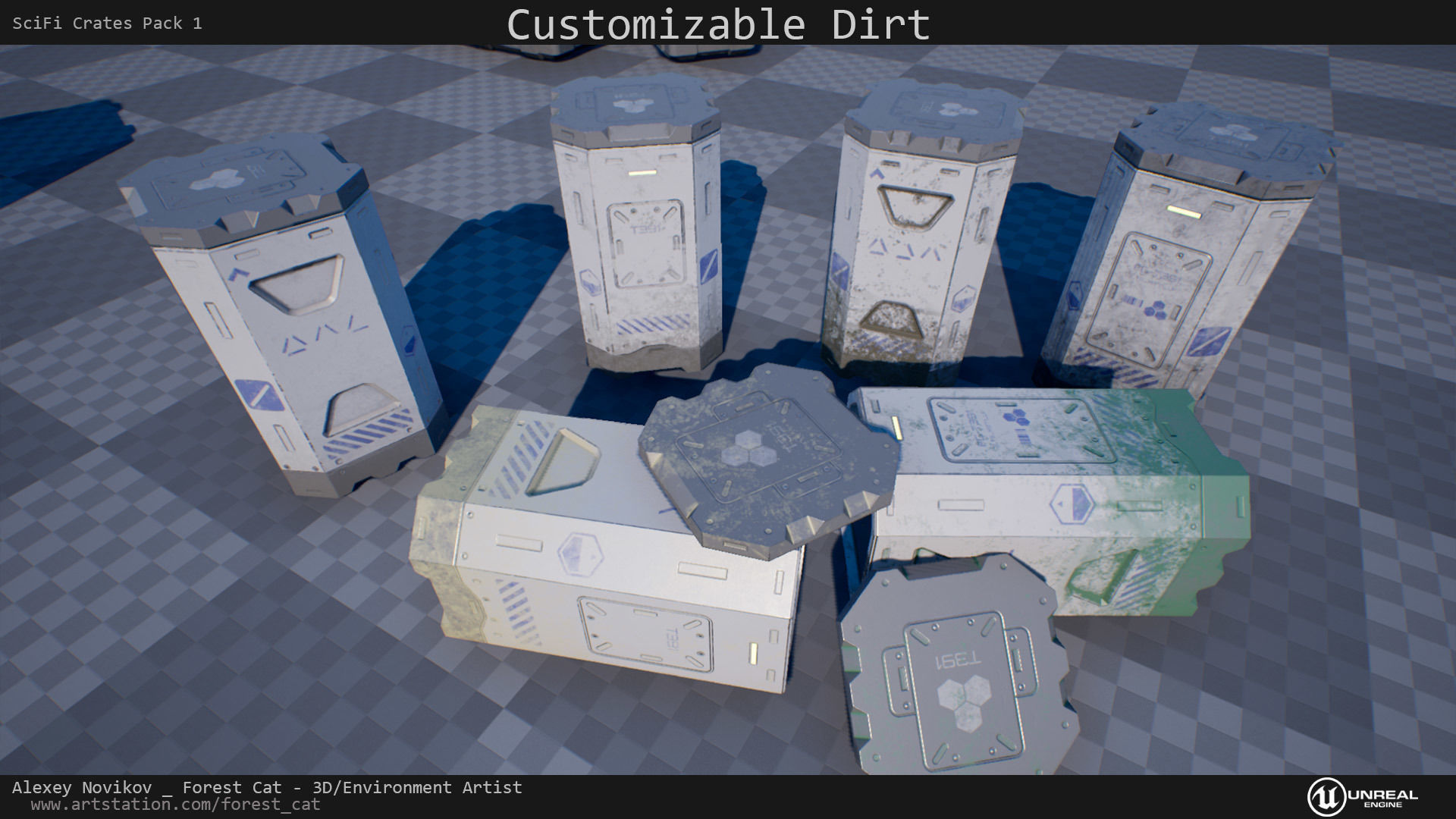 SciFi Crates Pack 1 Unity UE4 Low Poly Game Ready Low-poly 3D model_3