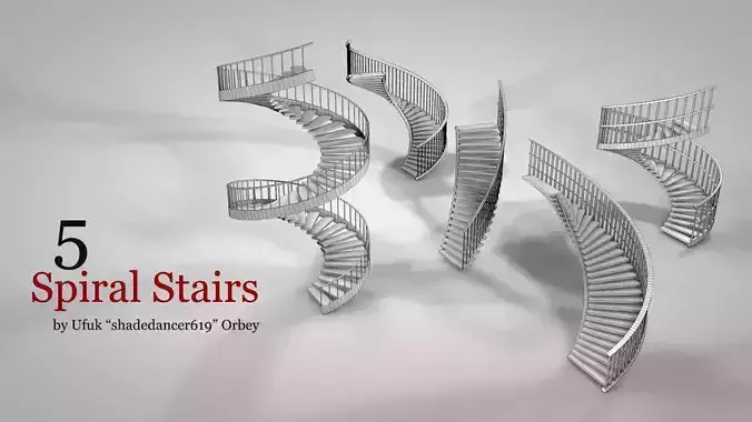 Spiral Stairs Low-poly 3D model