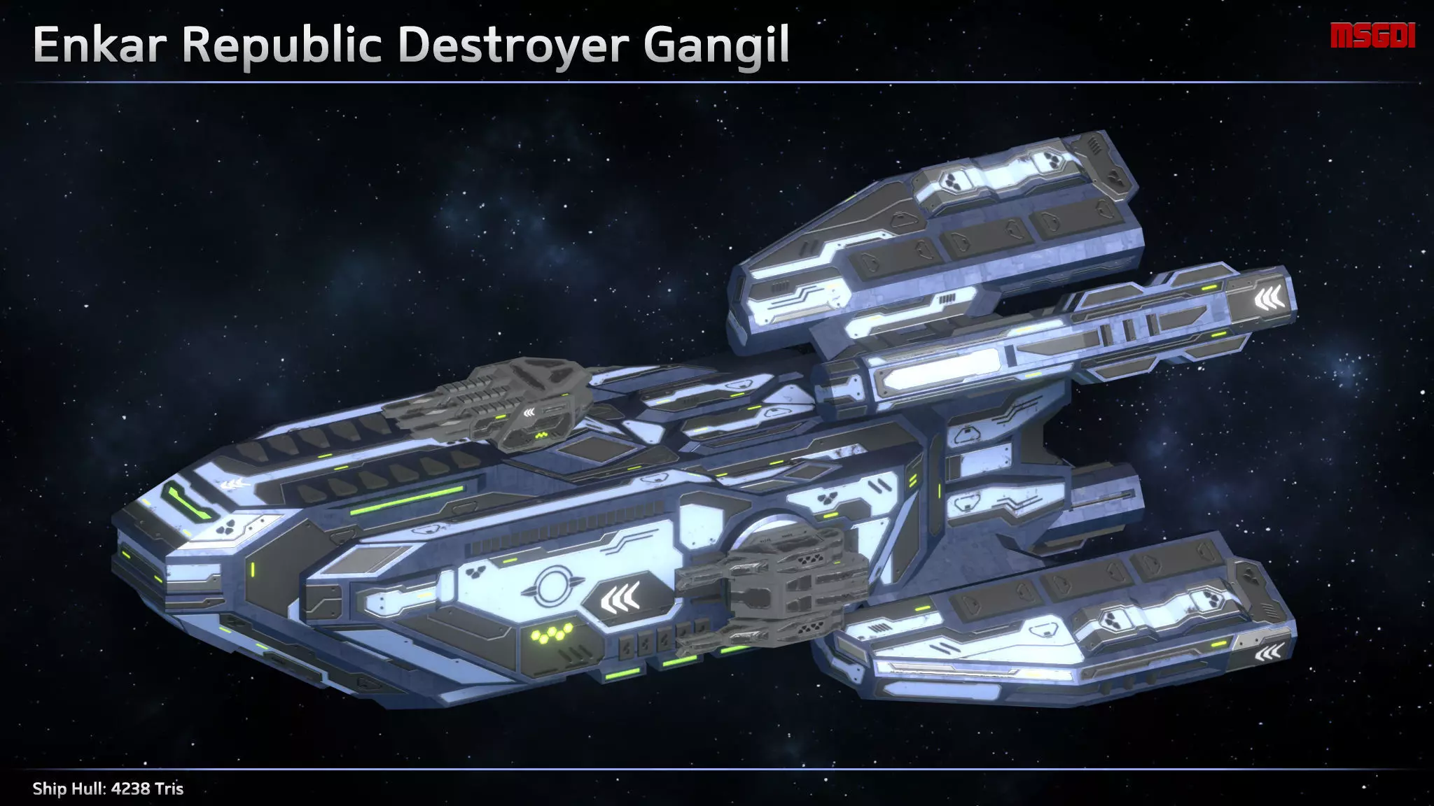 Spaceship Enkar Republic Destroyer Gangil Low-poly 3D model_0