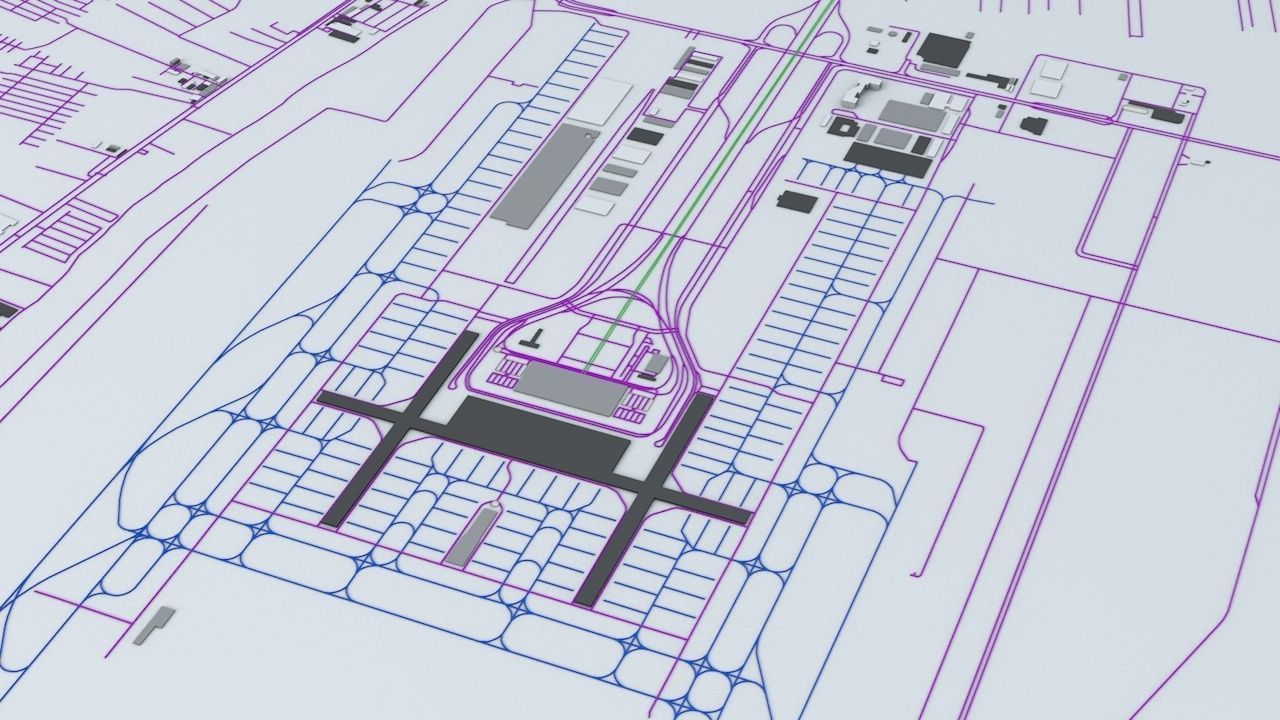 Bangkok Suvarnabhumi BKK Airport Roads Buildings Public Trans 3D model_4
