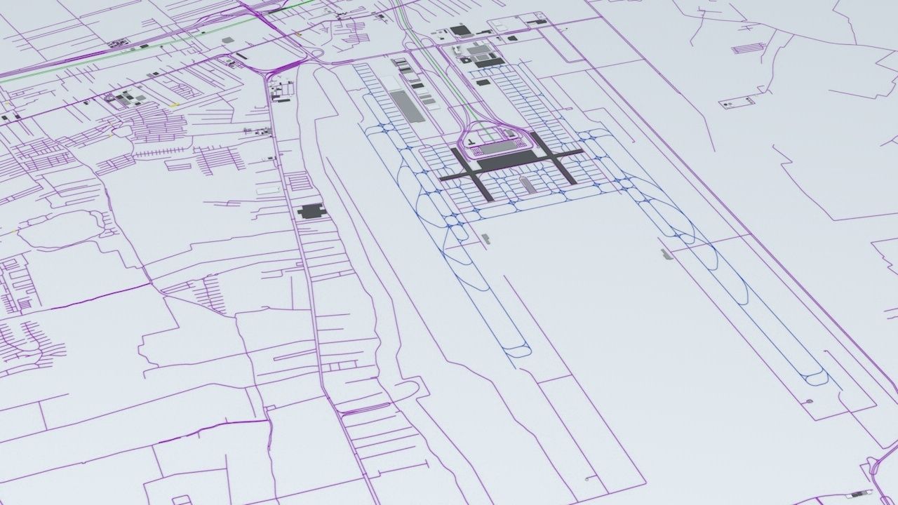 Bangkok Suvarnabhumi BKK Airport Roads Buildings Public Trans 3D model_5