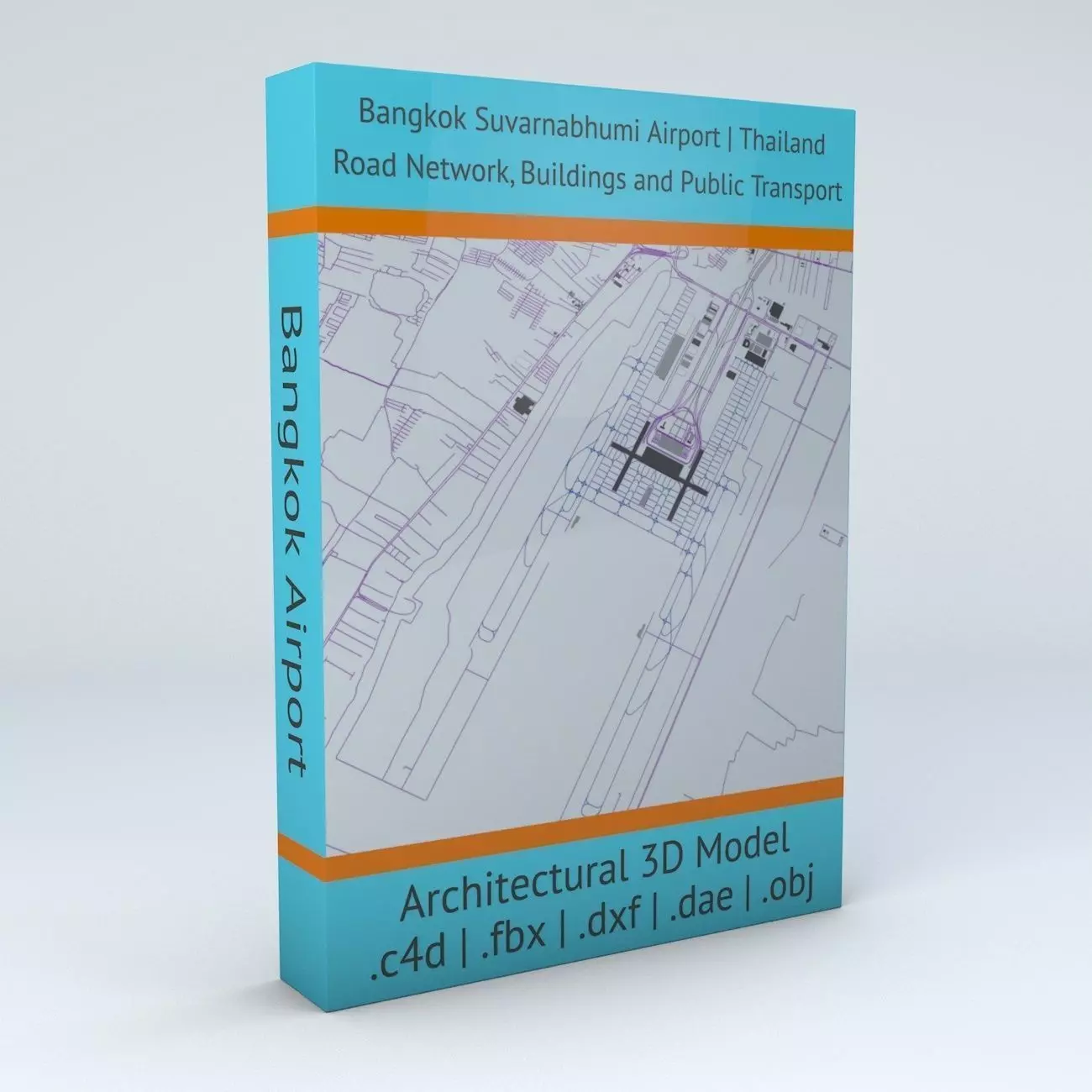 Bangkok Suvarnabhumi BKK Airport Roads Buildings Public Trans 3D model_0