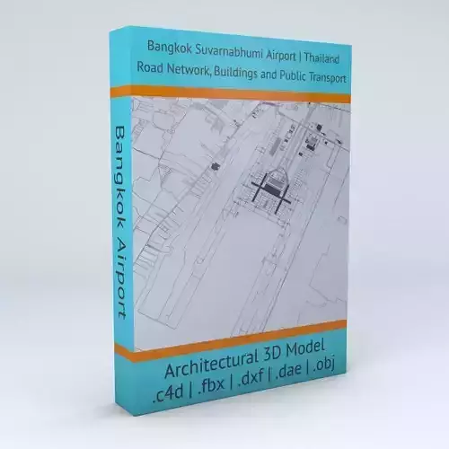 Bangkok Suvarnabhumi BKK Airport Roads Buildings Public Trans 3D model