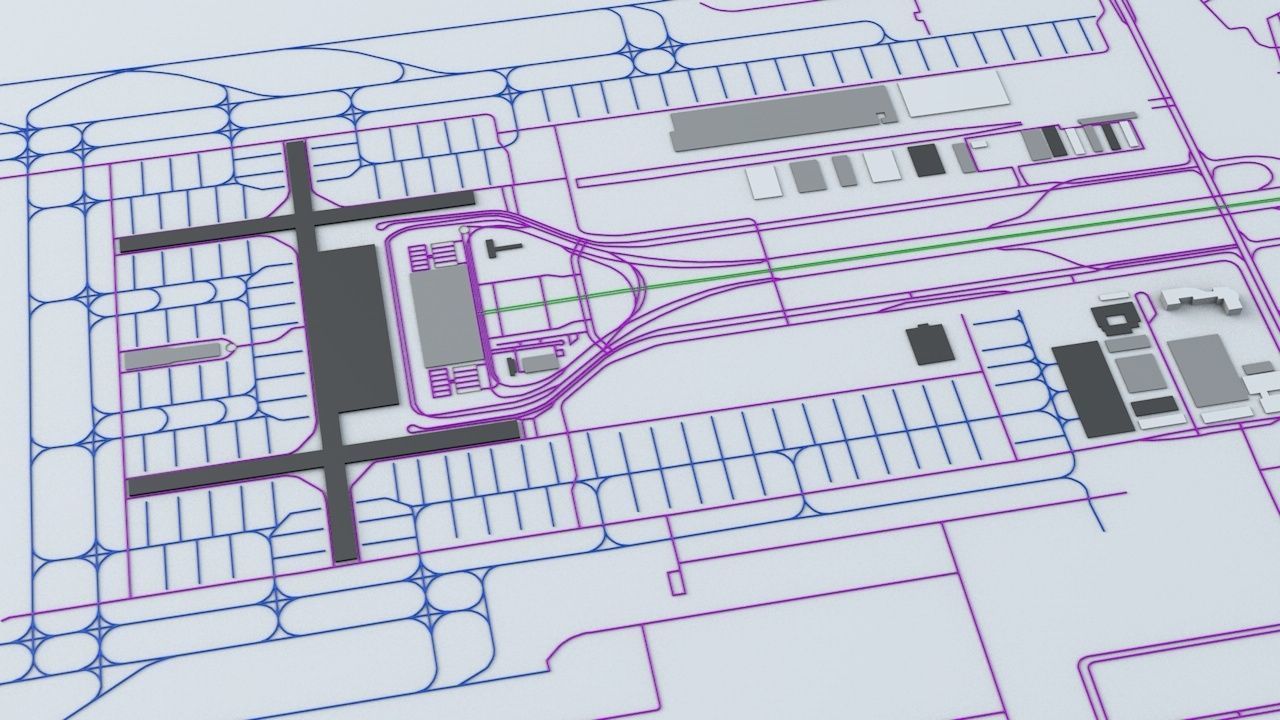 Bangkok Suvarnabhumi BKK Airport Roads Buildings Public Trans 3D model_1