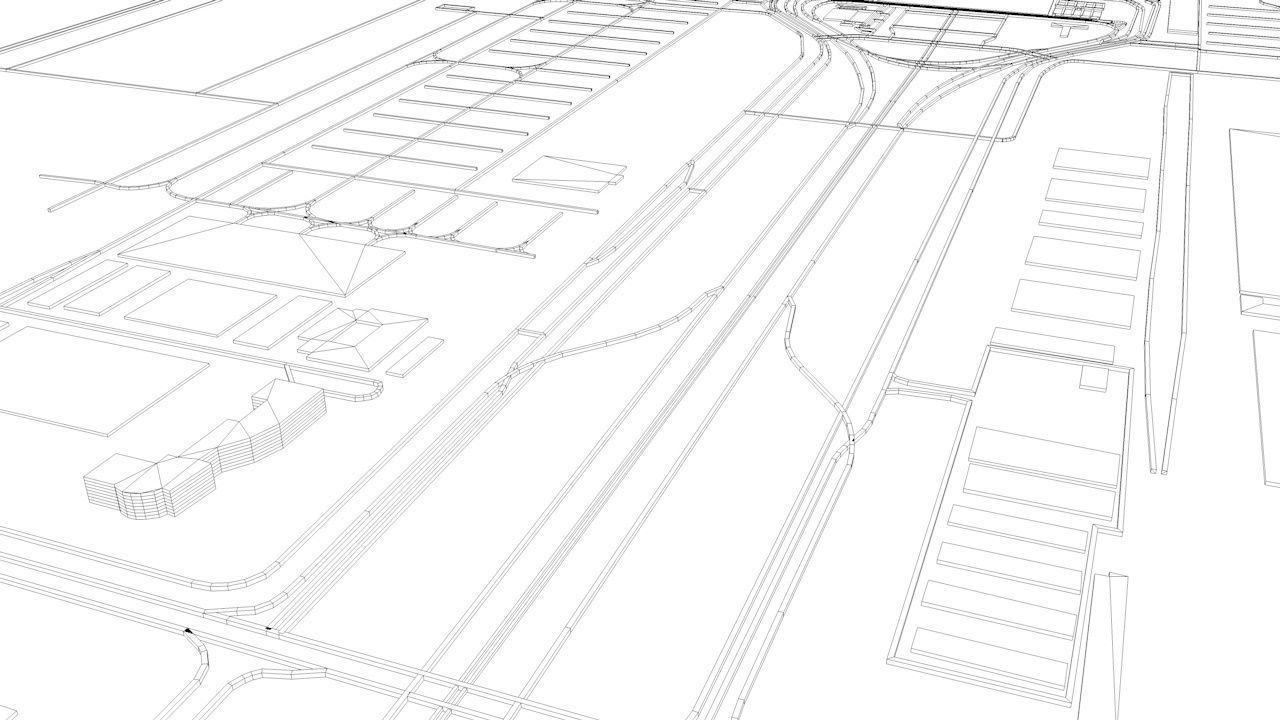 Bangkok Suvarnabhumi BKK Airport Roads Buildings Public Trans 3D model_9