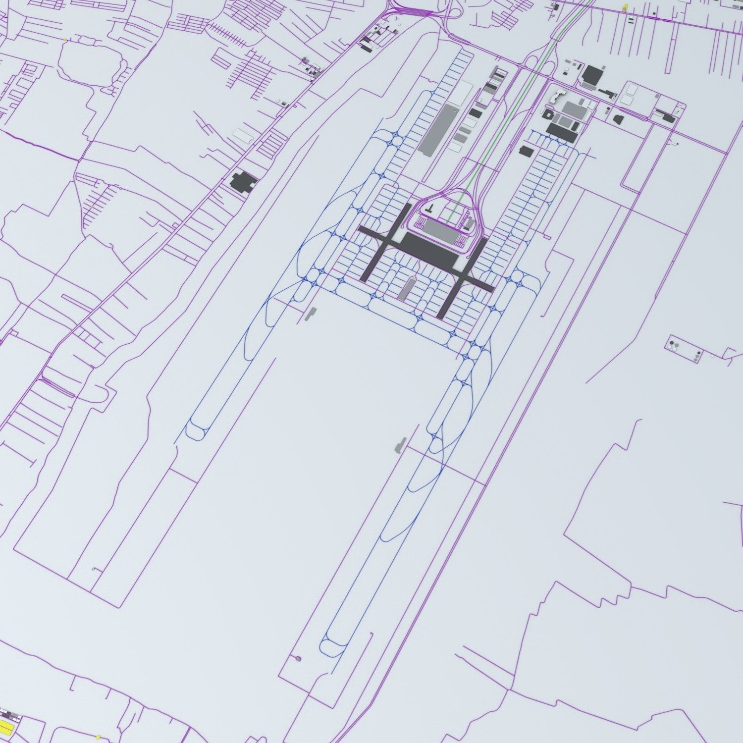 Bangkok Suvarnabhumi BKK Airport Roads Buildings Public Trans 3D model_2