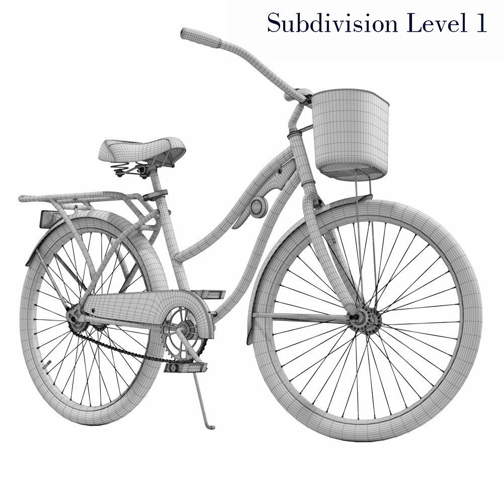 Womens Cruiser Bike with Basket 3D model_9