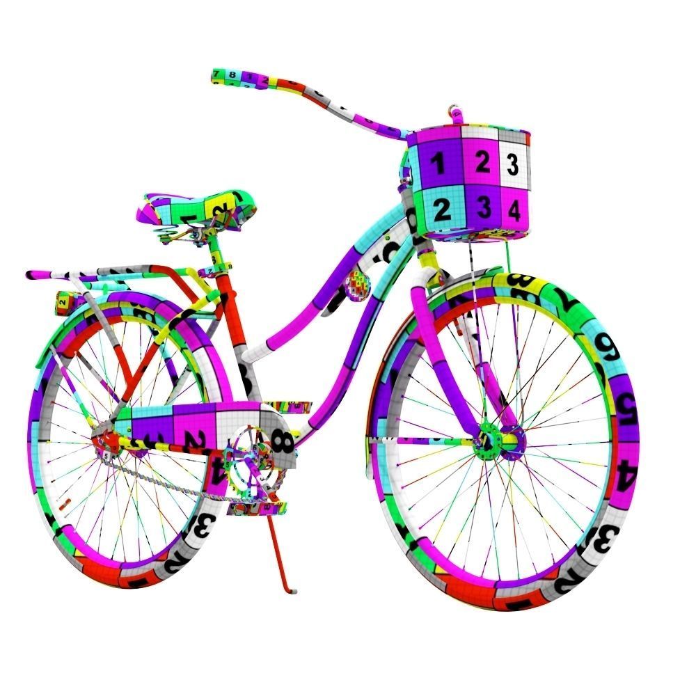 Womens Cruiser Bike with Basket 3D model_12