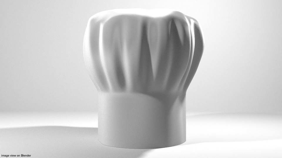 Hat - Chef Toque Type 2 3D model_1